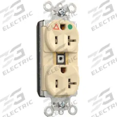 PASS & SEYMOUR Receptacle: Hospital Grade, Duplex, 5-20R, Ivory, 125V AC, 20 A, 2 Pole / 3 Wire (MPN PTIG8300I). Key specifications — attr1367147: PASS & SEYMOUR.