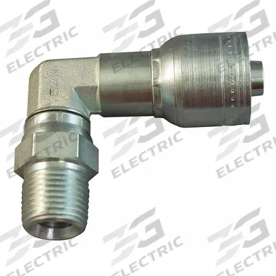 KURT Hydraulic Crimp Fitting: Carbon Steel, 90° Elbow, -6 For Hose Dash Size - Kurt Crimp Hydraulic Hose Fittings with ORB Connection