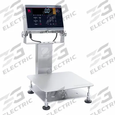 OHAUS Industrial Bench Scale: 11 3/4 in x 11 3/4 in, IP68/IP69K, Column-Mounted - Bench Scales with Column-Mounted Indicator