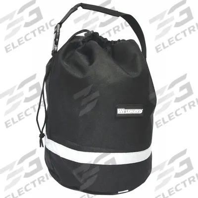 WESTWARD Drawstring Bag: Black, Reflective Stripe/Webbed Carry Handle, Drawstring - Draw String Bags