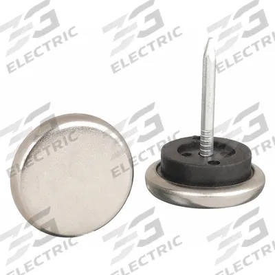 Grainger Furniture Glides: Nickel, Round, Silver, 7/8 in Overall Dia - Nail-On Glides