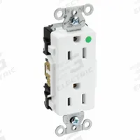 HUBBELL Receptacle: Hospital Grade Fed. Spec., Decorator Duplex, 5-15R, White, 125V AC, 15 A (MPN 2172W)