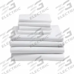 R & R TEXTILE Flat Sheet: Full, 90 in Overall Lg, 54 in Overall Wd, T180, White, Sewn Corner (MPN INT-100494). Key specifications — Color: White; Fabric Material: 55% Cotton; Thread Count: T180; Brand: R & R TEXTILE; Hem/Pocket Size: Flat Sheet - N/A; Sheet Color: White.
