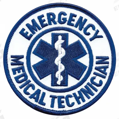 HEROS PRIDE Embroidered Patch: Emergency Medical Technician, 3 1/2 in, White - Embroidered Insignia