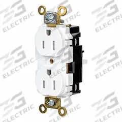 HUBBELL Receptacle: Duplex, 5-15, White, 125V AC, 15 A, 2 Pole / 3 Wire (MPN HBL5262STWTR)