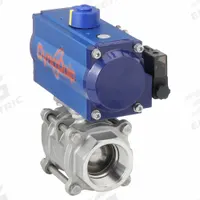 DYNAQUIP CONTROLS Pneumatically Actuated Two-Way Ball Valve: 2 in, Stainless Steel, FNPT x FNPT (MPN P3S28AJDA075A). Key specifications — Brand: DYNAQUIP CONTROLS; Pilot Solenoid Voltage: 115V AC.