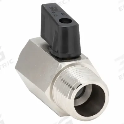 APPROVED VENDOR Manual Two-Way Ball Valve: 1/2 in, Nickel-Plated Brass, Straight, MNPT x FNPT - Mini Brass Ball Valves