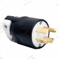 HUBBELL Straight Blade Plug: 14-60P, 125/250V AC, 60 A, 3 Pole, 4 Blade, Black (MPN HBL9461C)