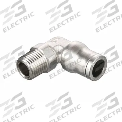 LEGRIS Push-Fit Elbow Fitting: 14 mm OD Size, BSPT x Push-to-Connect, Brass - Nickel-Plated Brass Tube Fittings