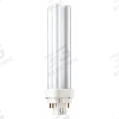 PHILIPS Compact Fluorescent Bulb: 4-Pin (G24q-2), PL-C, Fluorescent, 2700K - CFL Double Twin-Tube Plug-In Lamps