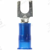 3M Fork Terminals: Blue, Nylon, #8 Stud Size, 16 AWG – 14 AWG Wire Range, Std Fork, 600 V (MPN MNG14-8FX). Key specifications — Barrel Style: Insulation Grip; Manufacturer Part Number: MNG14-8FX; Brand: 3M.