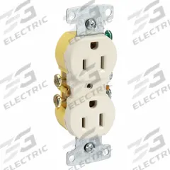 HUBBELL Receptacle: Duplex, 5-15, Light Almond, 125V AC, 15 A, 2 Pole / 3 Wire (MPN RR15LA)