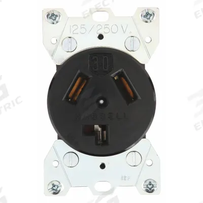 BRYANT Receptacle: Single, 10-30, Black, 125/250V AC, 30 A, 3 Pole / 3 Wire (MPN 9303) - General Purpose Receptacles