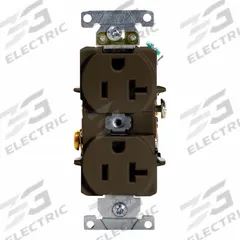 LEVITON Duplex Receptacle Outlet: Duplex, 5-20, Brown, 125V AC, 20 A, 2 Pole / 3 Wire (MPN 5362-S)