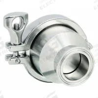VNE Spring Check Valve: Poppet, Inline Valve Body, 1 1/2 in Pipe Size, Clamp x Clamp, Clamp, Clamp (MPN 45C-61.5-V). Key specifications — Average Surface Roughness (Ra): 20 RA ID; Brand: VNE; 3-A Compliance: Meets 3A Sanitary Standards.