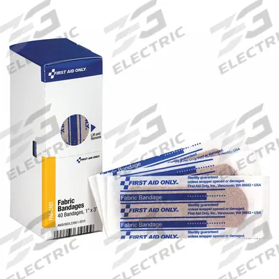FIRST AID ONLY Adhesive Bandage: Strip Bandages, 1 in Wd, 3 in Lg, Fabric