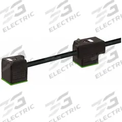 MURRELEKTRONIK Cordset: (2) DIN Form A Female Right Angle x Bare Wire, 5 m Cable Lg, PVC, Black (MPN 7000-58081-6170500). Key specifications — Wire Size: 18 AWG; Brand: MURRELEKTRONIK; Cable Jacket Color: Black; IP Rating: IP67; DIN Connector Spacing: 300 mm.