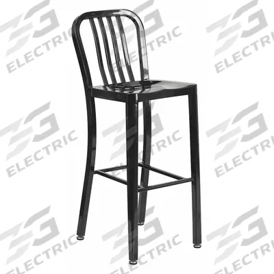 FLASH FURNITURE Bar Stool: Black, Armless Arm, 15 1/2 in Overall Wd, 20 in Overall Dp - Barstools