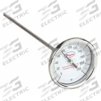 DWYER Long Reach Dial Thermometer: 0°F to 200°F, +/- 1% Accuracy, 3 in Dial Dia, 1/2 in Thread Size (MPN BTLRN336101). Key specifications — Accuracy: +/- 1%; Housing Material: Stainless Steel; Brand: DWYER.