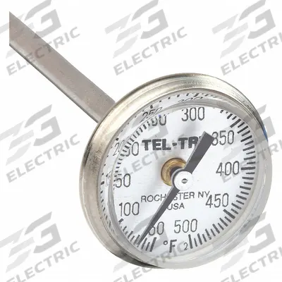 TEL-TRU Dial Pocket Thermometer: 50°F to 500°F, +/- 1% Accuracy, 5 in Stem Lg - NSF-Rated Dial Pocket Thermometers