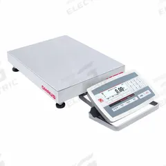 OHAUS Industrial Bench Scale: 12 in x 14 in, IP67/IP68, Front-Mounted, 25 lb Wt Capacity - Imperial (MPN D52XW12RTR5). Key specifications — attr1341383: 2 In/4 Out Discrete I/O; attr1341384: 0.001 lb/0.5 g; attr1341400: OHAUS; attr1383935: Stainless Steel.