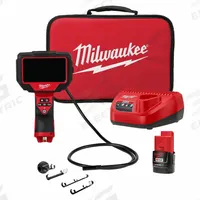 MILWAUKEE Inspection Camera: 480 x 272, 4 ft Shaft Lg, 0.32 in Shaft Dia, 10 mm Camera Dia, Fixed (MPN 2323-21). Key specifications — Brand: MILWAUKEE; Camera Pixel Resolution: 480 x 272; Features: 360° Image Rotation; Includes: Plumbing Ball; Display Portability: Fixed.