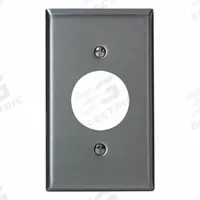 LEVITON Wall Plate: Single Circular Opening, 1 Gang, Silver, Jumbo Size (MPN 84104-40). Key specifications — Brand: LEVITON; Material: Stainless Steel.