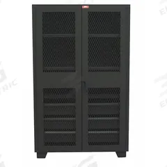 JAMCO Storage Cabinet: 36 in x 24 in x 78 in, 2 Adj Shelves, Swing Handle & Padlock Hasp, Legs (MPN HU236BL). Key specifications — Brand: JAMCO; Body Panel Type: Ventilated; Base Type: Legs; Cabinet Color: Black; Frame Assembled: Assembled.
