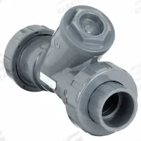 HAYWARD True Union Y Check Valve: Piston, Y-Style Valve Body, 2 in Pipe Size, Socket x Socket, PVC (MPN YC10200SU). Key specifications — Brand: HAYWARD.