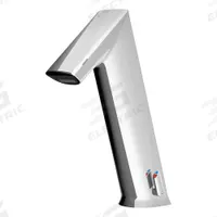 SLOAN Bathroom Sensor Faucet: BASYS, Cast Zinc, Chrome Finish, Single-Post, Battery, Laminar (MPN EFX150.500.0000). Key specifications — Brand: SLOAN; Includes: (4) AA Alkaline Battery; Series: BASYS.