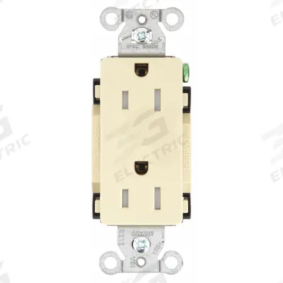 BRYANT Receptacle: Decorator Duplex, 5-15, Ivory, 125V AC, 15 A, 2 Pole / 3 Wire (MPN DRS15ITR) - General Purpose Receptacles