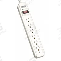 TRIPP LITE Outlet Strip: 6 Outlets, 4 ft Cord Lg, 790 J Rated Energy, 15 A Current, UL 1363, Gray (MPN TLP604). Key specifications — Brand: TRIPP LITE; Mounting Style: Keyhole.