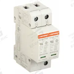 MERSEN Surge Protection Device: Single Phase, 120/240V AC, 2 Poles, 3 Wires, L-L/L-N, 175/350 V AC (MPN STP240S07). Key specifications — Voltage: 120/240V AC; Number of Wires: 3 Wires; Modes of Protection: L-N; Max. Continuing Operating Voltage: 175/350 V AC; Voltage Protection Rating: 600V (L-N); Short Circuit Current Rating: 200kA; Filtering: No; Enclosure Material: Polyethylene Terephthalate.