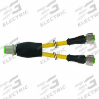 Cordset: M12 Male Straight X (2) M12 Female Straight, 4 Pins, Yellow, PVC, 3 m Cable Lg (MPN 7000-40701-0130300). Key specifications — Cable Jacket Color: Yellow; End 1 Gender: Male; End 1 Mounting Orientation: Straight; End 2 Gender: Female; End 2 Mounting Orientation: Straight; End 2 Connection Type: (2) M12; IP Rating: IP65; Brand: MURRELEKTRONIK.