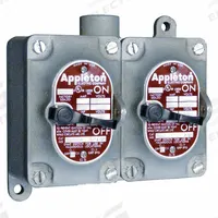 APPLETON ELECTRIC Tumbler Switch: 2 Gang, 1-Pole, 20 A, 277 V AC, Dead-End Hub, 1/2 in Hub Size (MPN EDS250-F1). Key specifications — attr211272: APPLETON ELECTRIC.