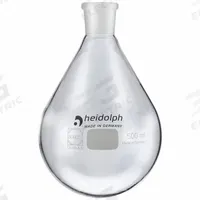 HEIDOLPH Rotary Evaporator Glassware: 500 mL, Colorless, Round, 24/40 Compatible with Stopper Size (MPN 036302330). Key specifications — Shape: Round; Body Color: Colorless; Brand: HEIDOLPH; Compatible with Stopper Size: 24/40.