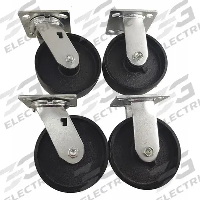 APPROVED VENDOR Plate Casters: Rigid/Swivel, No Brake, Iron, 6 in Wheel Dia, 2 in Wheel Wd - Plate Caster Kits