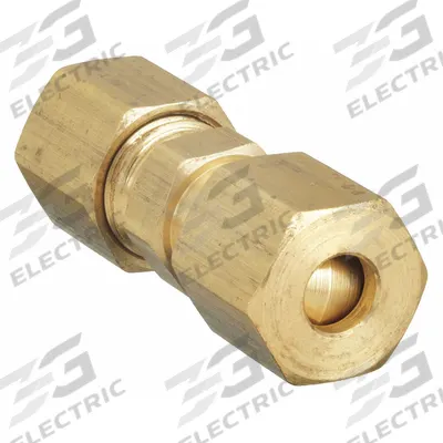 PARKER Compression Fitting Union: 1/8 in OD x 1/8 in OD Fitting Size, Brass - Standard Sleeve Brass Compression Fittings