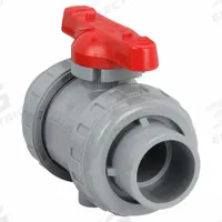 ASAHI Manual Two-Way Ball Valve: 1 1/2 in, CPVC, Straight, 150 psi Max. Pressure (CWP), One-Piece (MPN 1613015). Key specifications — Brand: ASAHI; Handle: Tee.