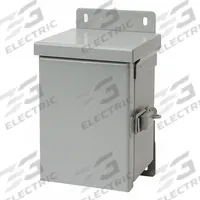 HOFFMAN Enclosure: Steel, 8 in x 8 in x 6 in, 3R, Solid Cover, Hinged, Included, Painted (MPN A8R86HCR). Key specifications — Brand: HOFFMAN; Closure Method: Padlock Hasp; Knockouts: Included.