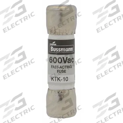 BUSSMANN Fuse: KTK Series, Midget, Fast-Acting, 1.25 A, 600 V AC - Fast-Acting Cylindrical Fuses