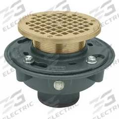ZURN Floor Drain: 8 3/8 in Overall Dia, 8 3/8 in Grate Size, 3 in Nominal Pipe Size, No Hub, Round (MPN ZN415-3NH-5B). Key specifications — Color: Gray; Connection Type: No Hub; Brand: ZURN.