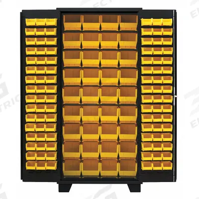 JAMCO Bin Cabinet: 36 in x 24 in 78 in, 0 Shelves, 132 Bins, Yellow, Flush, 14 ga Panel - Standard Bin Cabinets