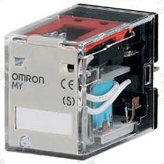 OMRON General Purpose Relays: Socket Mounted, 24V DC, 4PDT, 14 Pins/Terminals, G Socket (MPN MY4ZN-D2 DC24 (S)). Key specifications — Brand: OMRON; Base Type: Square; Contact Rating (AC): 0.80 A @ 250V; Mounting Style: Plug-In; Electrical Connection: Plug-In; Manufacturer Part Number: MY4ZN-D2 DC24 (S); Series: MY Series.