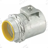 Saddle Connector: Steel, 4 in Trade Size, Insulated (MPN 3316DB). Key specifications — Connection Type: Saddle; Connection Orientation: Straight; Material: Steel; Insulated: Yes; For Use With: Flexible Metal Conduit; Connector Style: Straight; Standards: UL 514B; Brand: RACO.