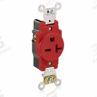 LEVITON Receptacle: Single, 6-20, Red, 250V AC, 20 A, 2 Pole / 3 Wire (MPN 5461-R)