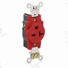 LEVITON Receptacle: Single, 6-20, Red, 250V AC, 20 A, 2 Pole / 3 Wire (MPN 5461-R)