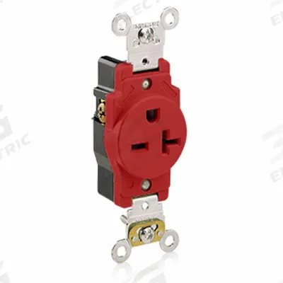 LEVITON Receptacle: Single, 6-20, Red, 250V AC, 20 A, 2 Pole / 3 Wire (MPN 5461-R) - General Purpose Receptacles