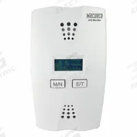 MACURCO IAQ Carbon Dioxide Detector: Custom Calibration/End of Life Notification, Carbon Dioxide (MPN IAQ-CO2-D-W). Key specifications — Manufacturer Part Number: IAQ-CO2-D-W; Brand: MACURCO; Digital Display Screen Type: LCD; Features: Adjustable Setpoints; PPM Accuracy: 10ppm; Testing Functions: Indoor Air Quality; Alert Type: Digital Display; Gases Detected - NEW: Carbon Dioxide.