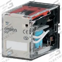 OMRON General Purpose Relays: PCB Mounted, 24V DC, 4PDT, 14 Pins/Terminals (MPN MY4-02-DC24). Key specifications — Brand: OMRON; Base Type: Square; Contact Rating (AC): 0.80 A @ 240V; Mounting Style: Soldering; Electrical Connection: PCB Terminal; Manufacturer Part Number: MY4-02-DC24; Series: MY Series.